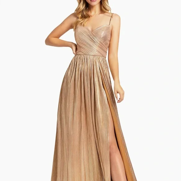 NWT Mac Duggal Metallic Ruched A-Line Gown Size 16 - Picture 3 of 16